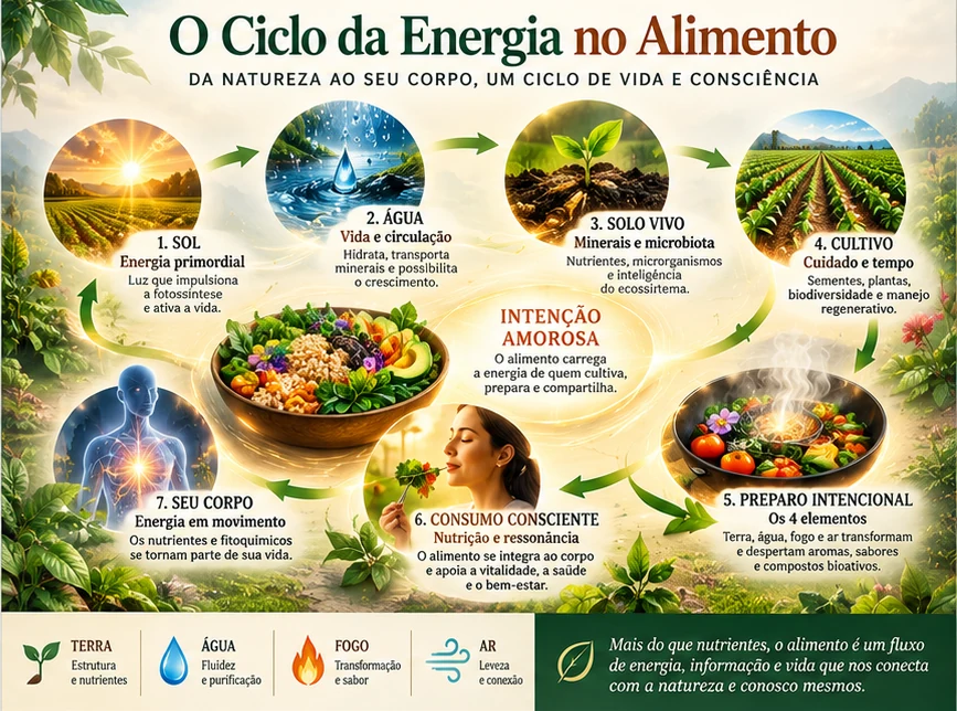 Infográfico: O ciclo da energia no alimento