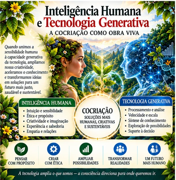 Infográfico: Inteligência humana e tecnologia generativa